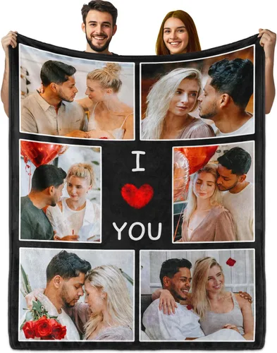 Miniatura 8 de PUREFLY Manta personalizada con fotos de texto, mantas personalizadas regalos para esposa, novia, cumpleaños, aniversario, boda, San Valentín, Foto