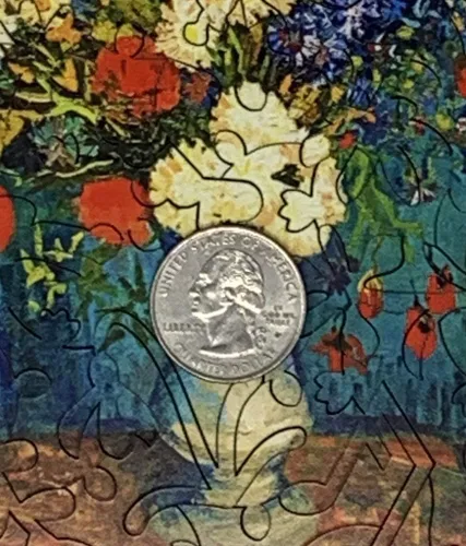 Miniatura 6 de Mini rompecabezas de madera para adultos – Florero con flores de verano por Vincent Van Gogh, 50 piezas de madera únicas por Nautilus Puzzles