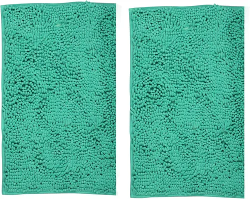 Miniatura 14 de LanYunUmi Juego de 2 alfombras de baño de felpilla chenille antideslizante color gris oscuro, tapete de baño extra suave y absorbente para ducha
