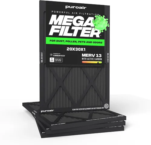 Miniatura 12 de PuroAir Filtro Mega - Filtro de aire de 12x12x1 MERV 13 para el hogar con carbón activado - Filtros alérgenos, caspa de mascotas, humo, polvo