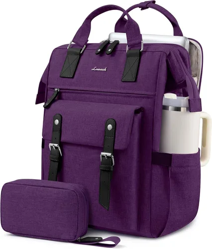 Miniatura 22 de LOVEVOOK - Mochila para laptop de mujer, bolsa de trabajo, viaje, computadora, mochila para maestra o enfermera, bolsa para libros, beige verde