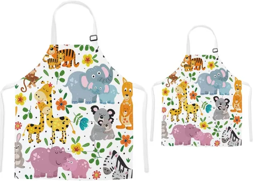 Delantales para padres e hijos con bolsillo, bonitos delantales a juego de dinosaurios para niños y adultos