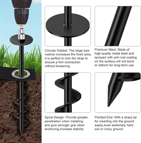 Miniatura 4 de Anclajes de suelo Eurmax USA Anclajes de trampolines con tornillo para vientos fuertes Estacas de tienda de campaña de alta resistencia Anclajes