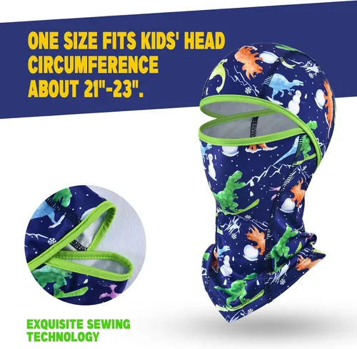 Miniatura 7 de Dinosaurs - Pasamontañas para niños, resistente al viento, calentador de cuello para niños y niñas