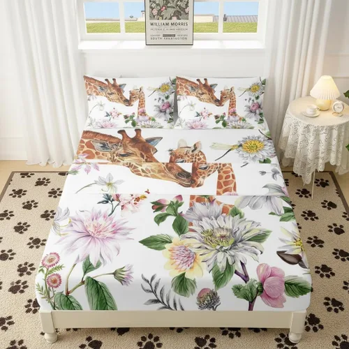 Miniatura 25 de QOOMO Ropa de cama Kawaii Axolotl para niños y niñas, diseño de flor de cerezo rosa, juego de ropa de cama súper suave para niños, con estrellas