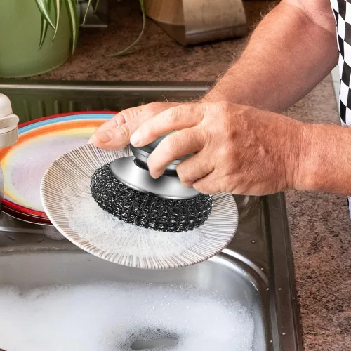 Miniatura 8 de Depurador de lana de acero, 2026 nuevo depurador de acero inoxidable con asa, herramientas de limpieza de cocina para limpiar platos, ollas de 4