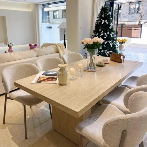 Miniatura 9 de Linen Upholstered Dining Room Chairs with Curved Backrest, Armless Single Leisure Chair，Metal Legs - Widen Seat for Dining Living Room Lounge Beige