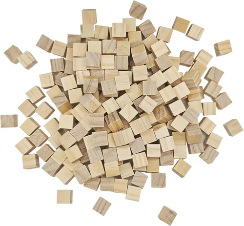 Miniatura 10 de MUXGOA Cubos de madera, paquete de 100 bloques de madera sin terminar para manualidades, bloques cuadrados de madera de 3/4 pulgadas