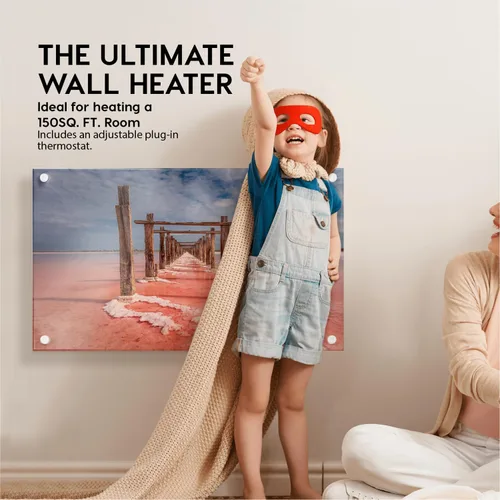 Miniatura 3 de EconoHome Panel de calentador de espacio de montaje en pared, con termostato, calentador de convección de 600 vatios, ideal para habitaciones de 200