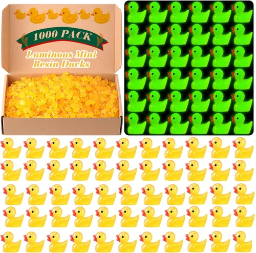 Miniatura 8 de Barydat 125 piezas de mini pato de resina de Navidad que brilla en la oscuridad, pequeño pato luminou, a granel para ocultar bromas, idea