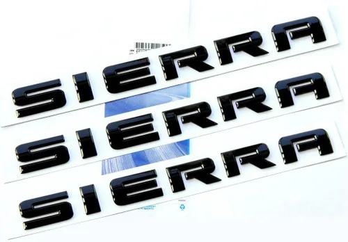 Yoaoo Paquete de 3 placas de identificación de Sierra de color negro OEM, insignias brillantes compatibles con 2500Hd 3500Hd Sierra