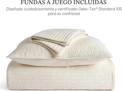 Miniatura 5 de EVERGRACEHOME Juego de edredón de sábana de algodón tamaño King, prelavado, con costura de canal de algodón, edredón, 3 piezas, ropa de cama ligera