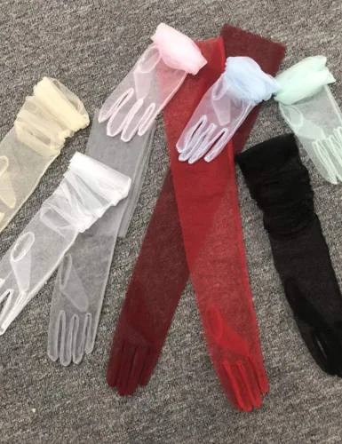 Miniatura 6 de YCShun - Guantes largos de tul para mujer, guantes largos de fiesta de ópera de 27 pulgadas de longitud al codo