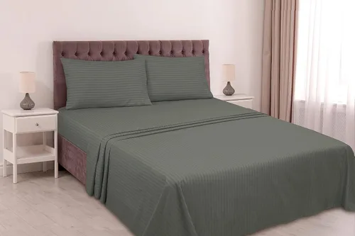 Miniatura 2 de ROYALE LINENS Juego de sábanas de 3 piezas individual XL, microfibra suave cepillada de 1800, 1 sábana bajera, 1 sábana encimera, 1 funda de Stripe
