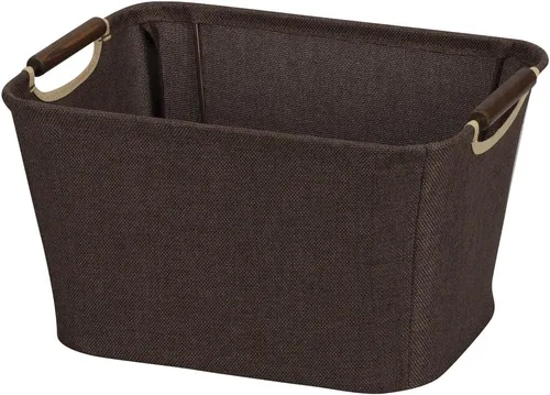 Miniatura 9 de Cesto de almacenamiento pequeño con mango de madera, de Household Essentials, gris, S