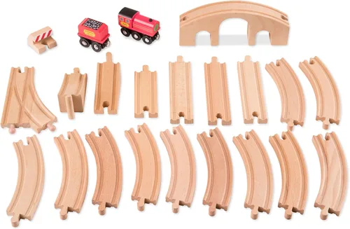 Miniatura 4 de Set de ocho trenes Melissa & Doug, Figura de madera clásica (22 Piezas)