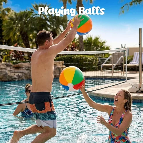 Miniatura 5 de 3 otters Paquete de 4 bolas de playa de 12 pulgadas, juguetes inflables de piscina arcoíris para juegos de agua de verano, recuerdos de fiesta