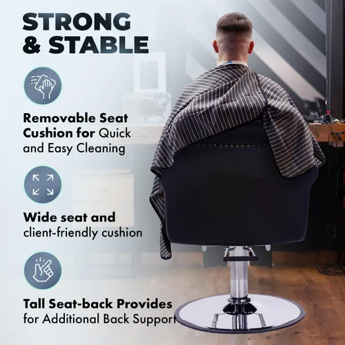 Miniatura 5 de Buy-Rite Chelsea - Silla de salón copetuda negra con ribete de clavos, cojín extraíble de 3.5 pulgadas, bomba hidráulica y brazos acolchados