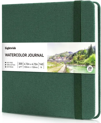 Miniatura 9 de Diario de acuarela, papel de prensa en frío 100% algodón, 20 hojas, 40 páginas, 300 GSM, cubierta de algodón de lino, libros de bocetos de acuarela
