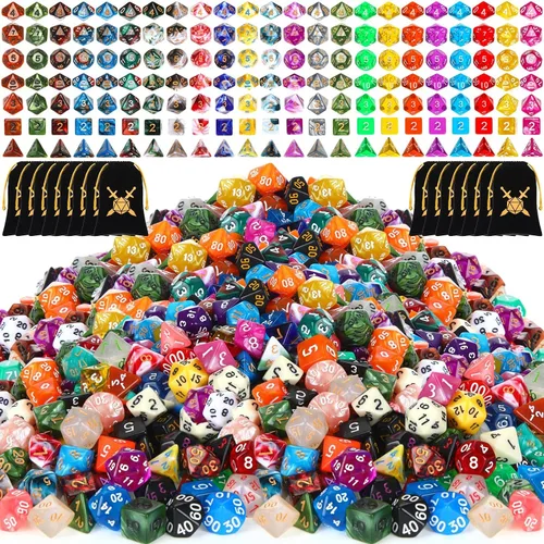 Miniatura 11 de 105 piezas, conjuntos de dados a granel, dados poliédricos con bolsa con cordón, juego de mesa de rol múltiple D4 D6 D8 D10 D% D12 D20