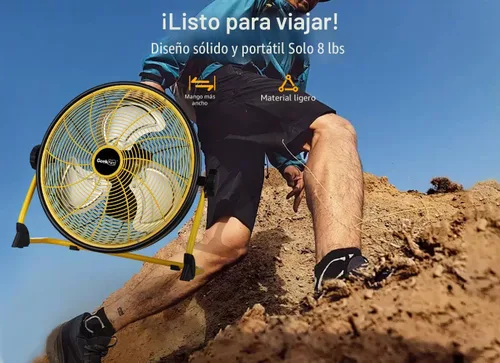Miniatura 3 de Geek Aire Ventilador de suelo recargable de alta velocidad para acampar al aire libre, ventilador portátil de 16 pulgadas con hoja de metal