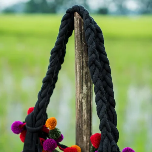 Miniatura 6 de changnoi Bolsa de mano con cordón hecho a mano, bolsa de compras bordada Hmong Tribes