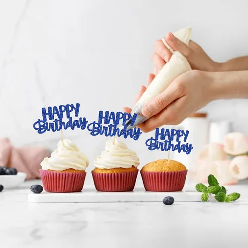 Miniatura 8 de Gyufise 24 piezas Adornos para pastel de cumpleaños con púas brillantes para magdalenas, para celebrar la decoración de pastel de fiesta temática