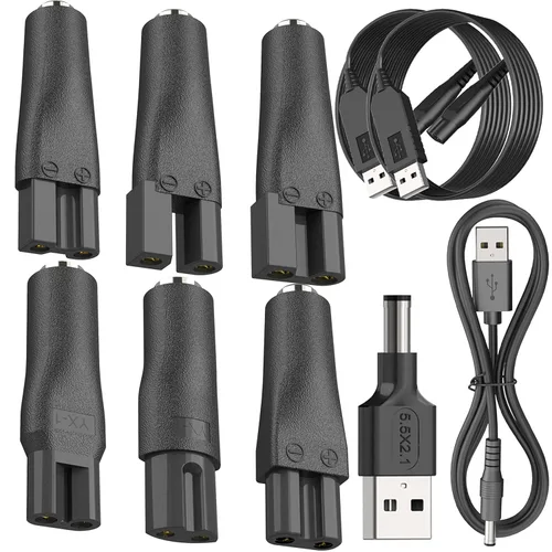 10 piezas de adaptador de cable de alimentación USB de 5V de repuesto compatible con varios tipos de cortadoras de cabello, cortabarbas,