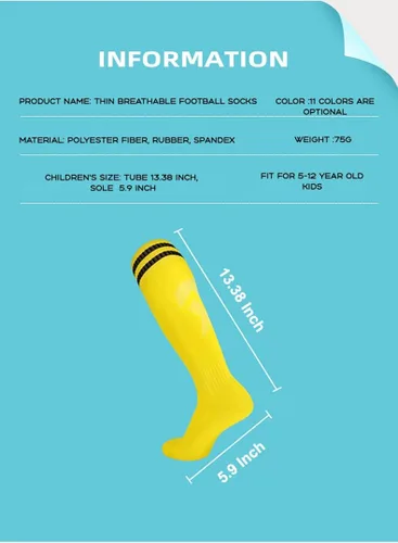 Miniatura 5 de EIAY Shop 2 pares de calcetines de fútbol para niños y niñas de 5 a 12 años de edad, transpirables, para entrenamiento atlético, calcetines