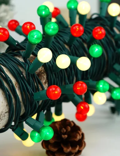 Miniatura 4 de Luces de Navidad para exteriores, 70 luces LED de 24 pies, color rojo, verde, blanco, luz de Navidad con bombillas perladas con certificación UL
