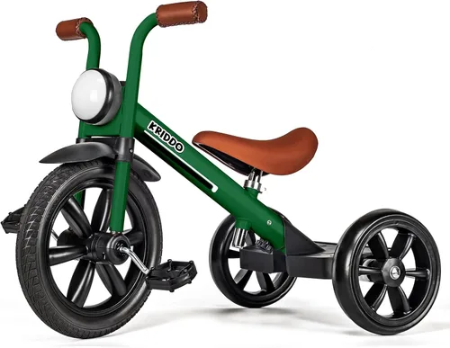 Miniatura 13 de KRIDDO Triciclo para niños, rueda de 12 pulgadas sin riesgo de pinchazos con luz frontal, altura de asiento ajustable, regalo para niños de 2 a 5