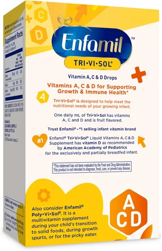 Miniatura 9 de Enfamil Prenatals & Baby Vitamins Tri-Vi-Sol Vitamina A, C & D Gotas Multivitamínicas para Bebés, Apoyan el Crecimiento y la Salud Inmunológica