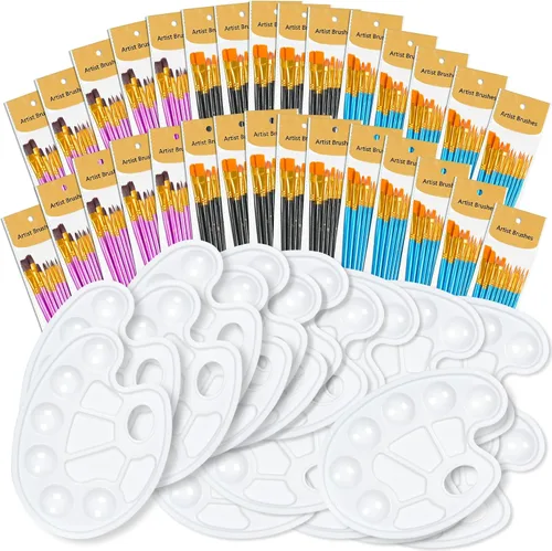 S & E TEACHER'S EDITION Juego de 330 pinceles de pintura, 300 pinceles de pintura, 30 paletas para crear pintura artística