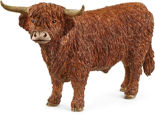 Schleich Farm World - Figura realista de vaca toro Highland - Juguete de animal de granja altamente detallado y duradero, juego divertido y