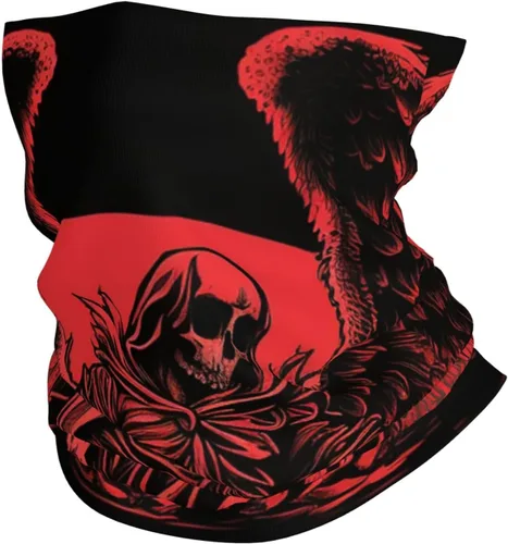 HERRECX grim reaper skull angel demon skeleton red Neck Gaiter Face Cover Scarf Balaclava Bandana for Women Men Gaiter Mask for Motorcycle Cycling