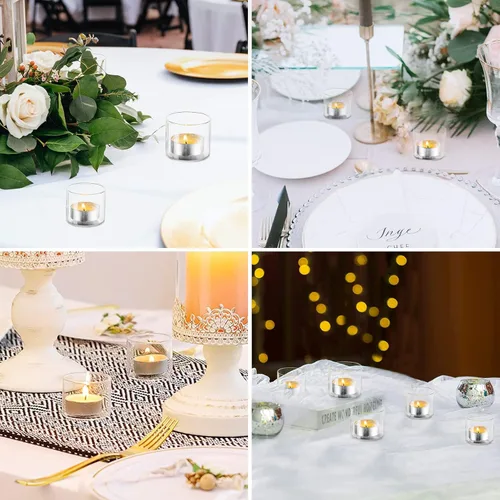 Miniatura 7 de Romadedi Portavelas transparente, mesa votiva de cristal, pequeña decoración de boda, centro de mesa, velas de té flotantes para fiesta de Navidad