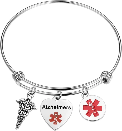 KEYCHIN Pulsera de acero de grado quirúrgico con alerta médica para hombres y mujeres, epilepsiaanticoagulante de la sangre SOS pulseras médicas de