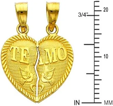 Miniatura 2 de Colgante de oro amarillo de 14 quilates Samll"TEAMO" para pareja, Oro amarillo