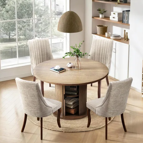 Miniatura 33 de SoarFlash Juego de mesa de cocina y sillas para 4, juego de mesa de comedor de 47 pulgadas para 4 personas con sillas tapizadas de terciopelo, juego