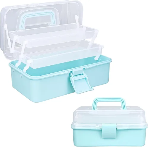 Organizadores y almacenamiento de cajas de aparejos, organizadores y almacenamiento de manualidades de 10 pulgadas, caja de costura de tres capas