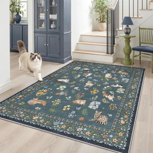 Miniatura 42 de Alfombra de pasillo Soalmost 2'6" x 10' lavable, alfombra antideslizante para cocina, baño, lavandería, alfombras vintage ultra delgadas para Beige