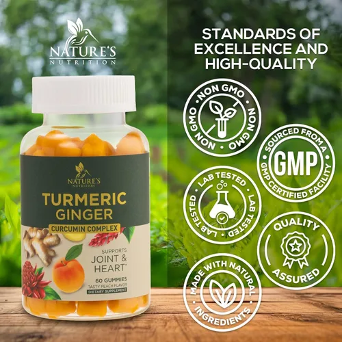 Miniatura 4 de Gomitas de suplemento de curcumina de cúrcuma – 95% de curcuminoides con cúrcuma y jengibre, pimienta negra para una mejor absorción, apoyo