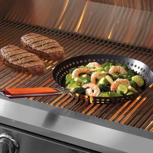 Miniatura 4 de Sartén antiadherente para parrilla de 12 pulgadas, colador grande con mango extraíble para freír en aceite abundante alimentos fritos, mariscos