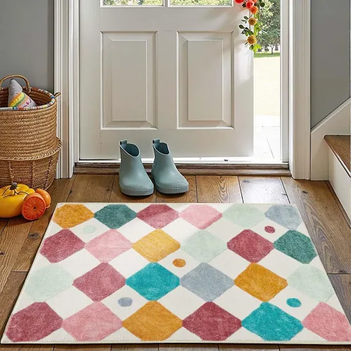 Miniatura 10 de jinchan Alfombra a rayas de 2 x 3 para entrada, alfombra de cocina, tapete pequeño, antideslizante, ligero, de bajo perfil, decoración para entrada