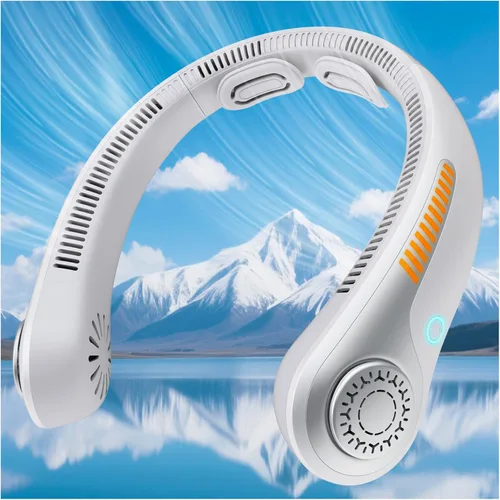 Miniatura 7 de Ventilador de cuello portátil, recargable, ventilador personal para soplar aire frío, 5 velocidades, batería USB, enfriador de cuello con cuello