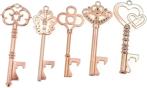 Miniatura 4 de ALIMITOPIA 50 piezas de abrebotellas con llave de esqueleto, despedida de soltera, boda, fiesta, recuerdo, regalo con etiqueta de acompañante y Oro