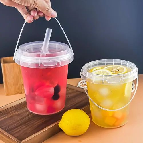 Miniatura 4 de Qsqwsuye 15 juegos de vasos de plástico desechables con tapa y pajita, 34 onzas reutilizables y adecuados para viajes al aire libre, embalaje