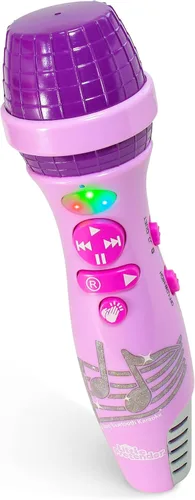 Little Pretender - Micrófono de karaoke para niños, juguetes con cambiador de voz y 15 canciones infantiles preinstaladas para niños pequeños y
