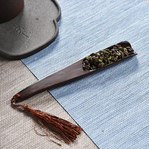 Miniatura 2 de Cuchara de té suelta de madera con borla de mango largo, cuchara de pala, cuchara de té chino, accesorios de ceremonia de té para sala de té, uso