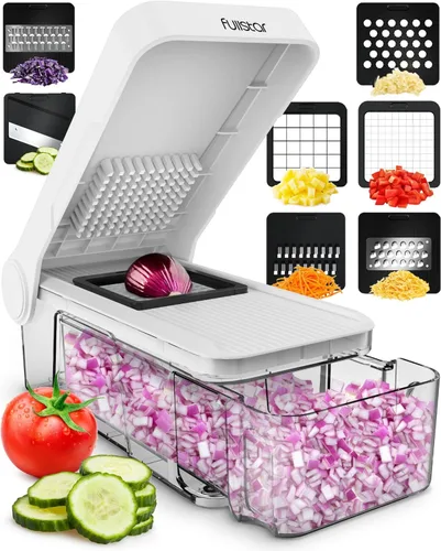 Miniatura 9 de Fullstar The Original Pro Chopper - Picador de verduras y espiralizador, picador de alimentos con recipiente, rebanador de frutas, utensilios